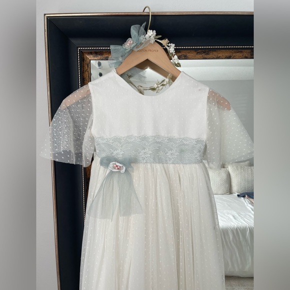 CYBERELLA BABY Ceremony Girls' Dress - Polka Dot Tulle (Aquamarine & Ivory) - Picture 7 of 11